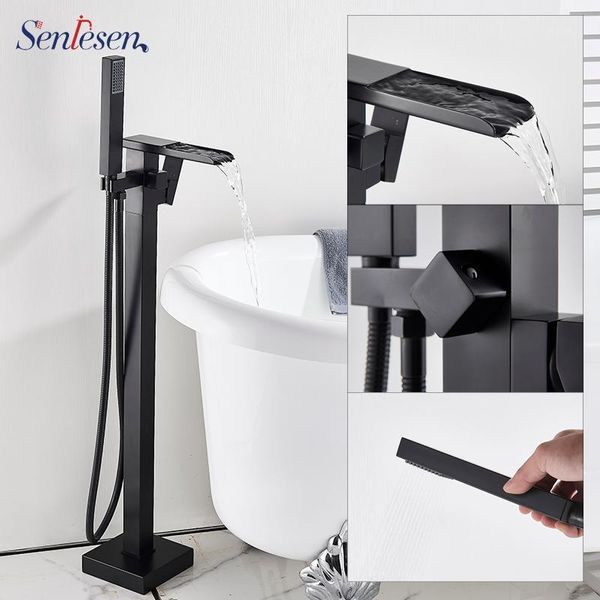 

senlesen standing bathroom tub faucet single handle solid brass cold and water mixer tap for bathtub faucets1