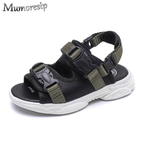 

mumoresip brand boys sandals kids sports sandals with buckles soft comfortable fashion children beach shoes summer y200404, Black;red