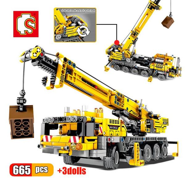 

sembo 665pcs engineering bulldozer crane technic dump truck building blocks city construction vehicle car toy for children gifts wmtsqv