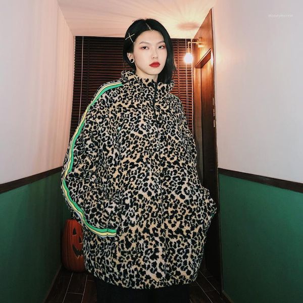 

women's down & parkas homemade parallel bar vintage leopard cotton coat winter original house hip hop warm garment fashion coats women, Black