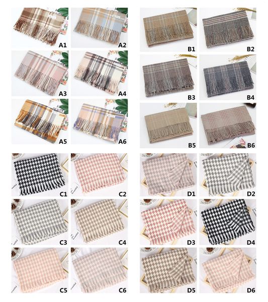 

2021 new imitation cashmere color check scarf for women's fashion new warm shawl neck for autumn and winter 38 styles