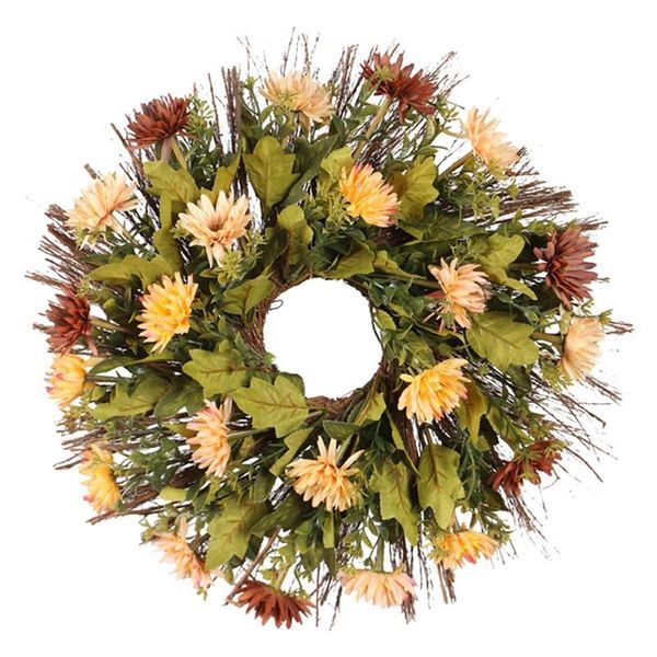 

decorative flowers & wreaths sun woven autumn chrysanthemum wreath for front door window wall hanging parties, weddings, and home decoration