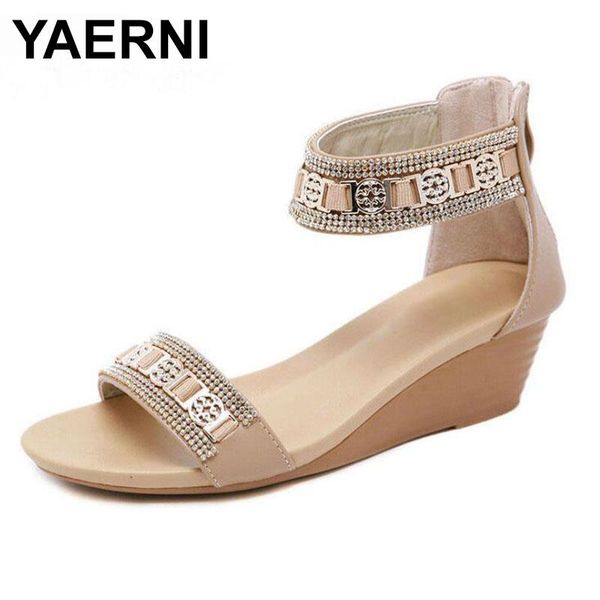 

yaerninuevos zapatos sandalias de verano sandalias de mujer planas romanas zapatos mujer mujeres con cuen, Black