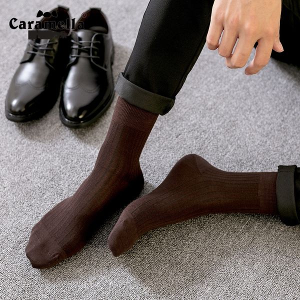 

caramella autumn and winter new mercerized cotton thick medium tube men's 4 pairs of gift box men's leisure business mercerized co, Black