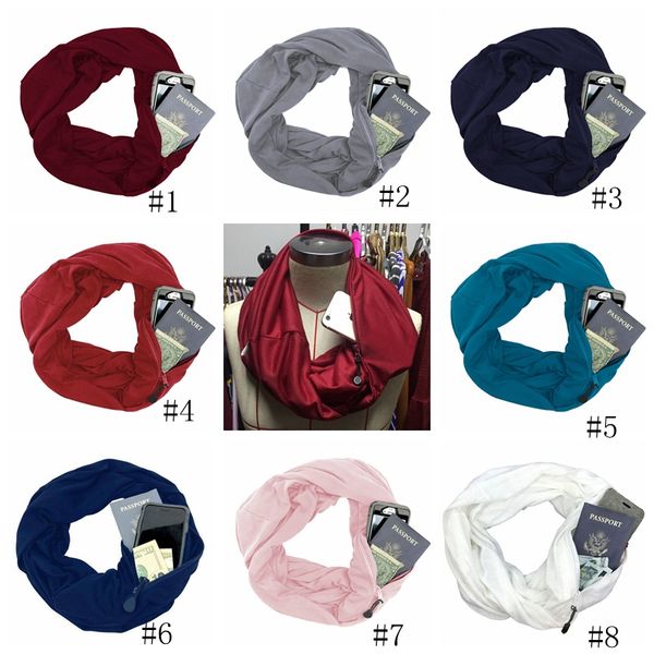 

pocket scarves women girls lightweight infinity scarf wrap hidden zipper pocket travel scarfs storage bib christmas ladies designer scarf, Blue;gray