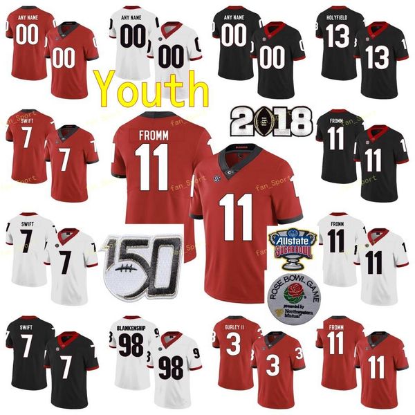 

custom georgia bulldogs college football jersey 13 elijah holyfield 13 stetson bennett 2 richard lecounte iii red white black youth stitched