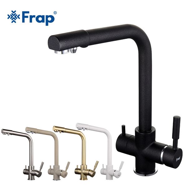 Frap New Black Kitchen Pink Faucet Misturador Sete Letter Design 360 Graus Rotação de Água Purificação Toque Dual Handle F4352 Series T200710