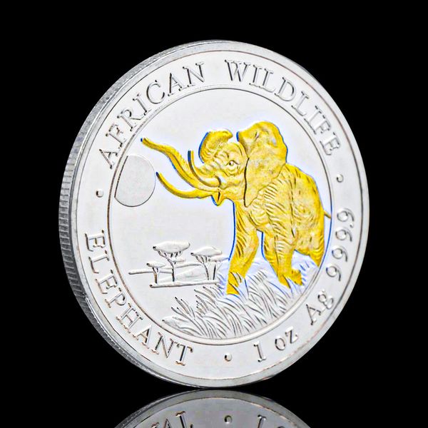

50pcs non magnetic silver plated african wildlife elephant zambia kwacha animal souvenirs coin medal collectible challenge coins gift challe