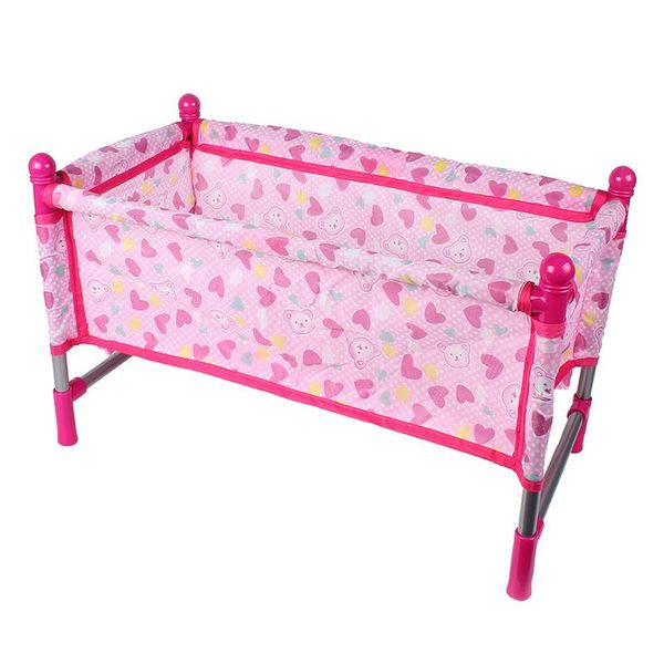 

pink rocking bed for dolls | baby doll crib toy furniture and play house accessories | fits 9-12inch rebo wmtxuq