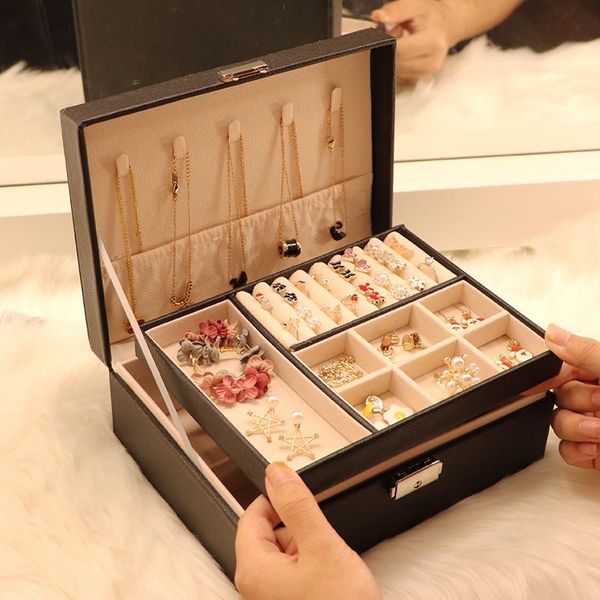 

storage bags jewelry box earrings net red leather stud small delicate