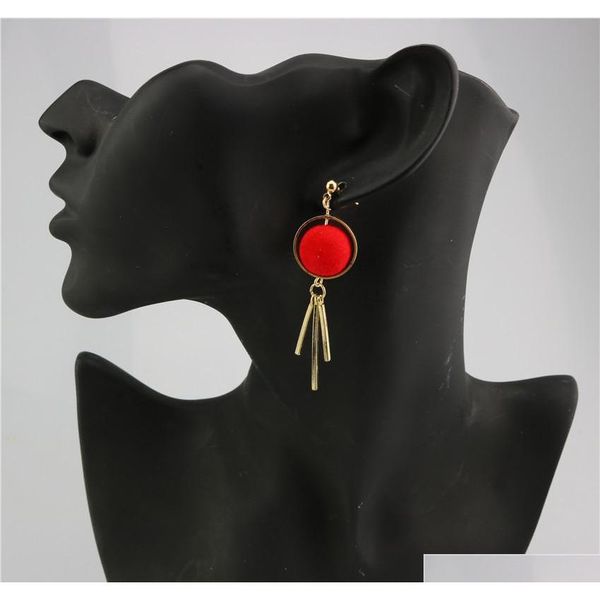 

2018 fashion earrings korea pearl velvet block ball geometric triangle earrings long tassel earring sqcgat queen66, Silver