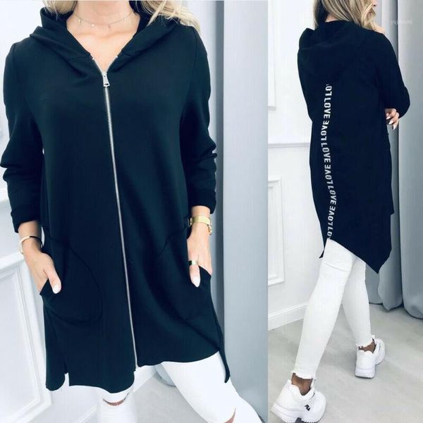 

new women plain hoodie fleece sweatshirt hooded coat sports zip up jacket outwear1, Black