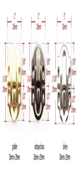 

12шт декоративные железный brass silver golden jewelry box подарочные вина деревянная корпусная мебель засов защелка замка застежка 26мм x 2