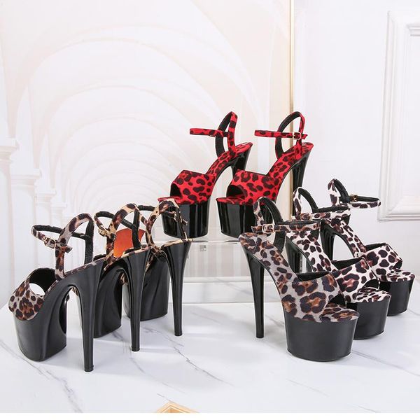 

2021 summer designer women stripper high heels leopard sandals party silver sandals platform 6.5cm large size female shoes, Black