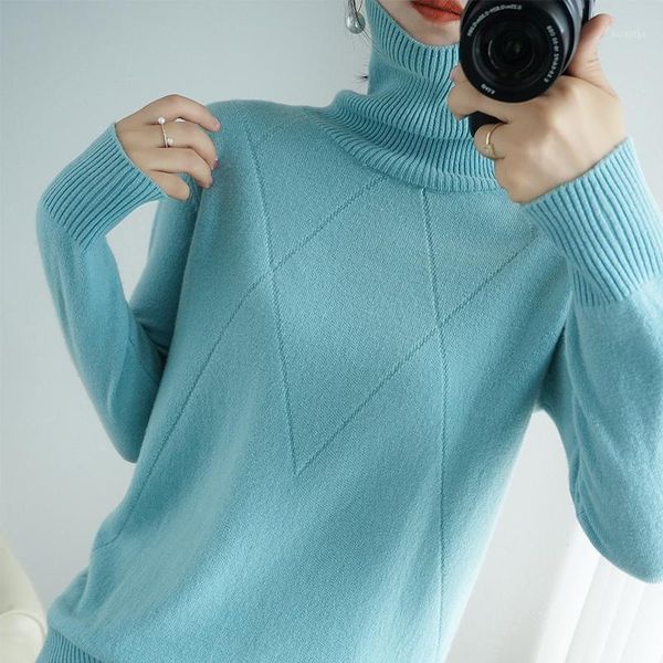 

autumn and winter new style 100% pure wool high-neck woolen sweaters, women's slim pullovers, plus size warmth, lightweight1, White;black