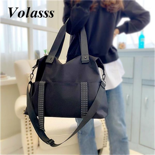 

volasss fashion women big traveling bags black large capacity handbag for female travel totes one-shoulder handbag oxford girls1