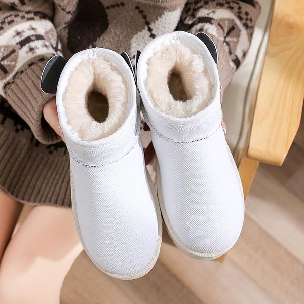 

lady boots shoes luxury designer flat heel round toe boots-women plush australia winter footwear fashion rubber 2021, Black