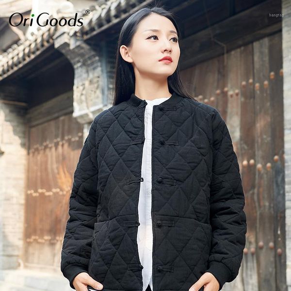 

origoods chinese style winter coat women vintage cotton padded winter jacket women 2018 original outwear warm jackets coat b2391, Black;brown
