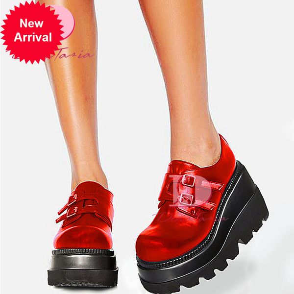 

2021 the new design fashion wedges high heels women's gothic shoes qko2, Black