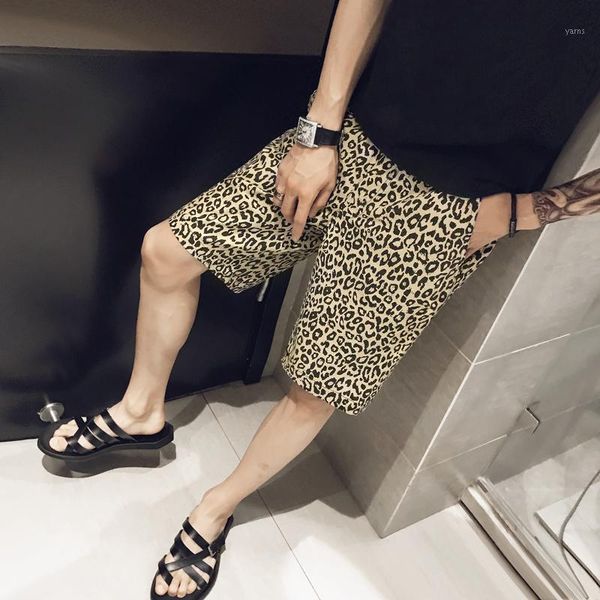 

2020 spring and summer new chinese style quality comfortable cotton tide male harajuku street loose leopard sports shorts1, White;black