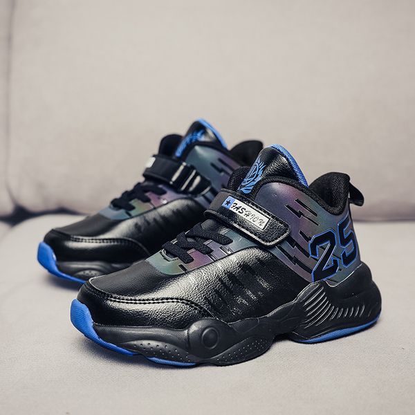 

basketball boys children casual kids sneakers girls shoes leather trainers footwear fashion sapato infantil 2020, Black