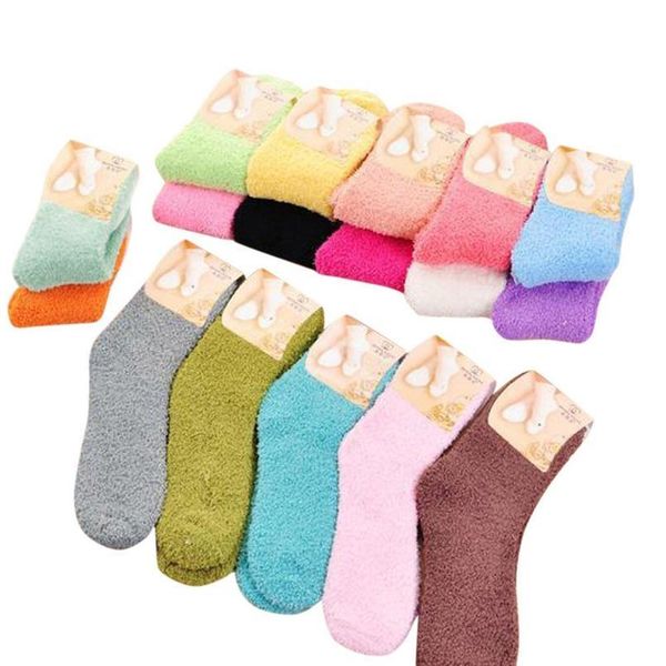 

2020 new home women girls soft bed floor socks warm winter pure color fluffy socks floor carpet solid color tow qylcbg, Black