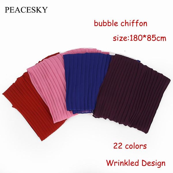 

scarves 50 pc plain pleat bubble chiffon wrinkle scarf long stripe shawls hijab crumple pashmian muslim scarves/scarf, Blue;gray