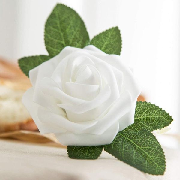 

25pcs flower foam rose roses flower heads with stem for diy wedding bouquets centerpieces arrangements party home decor lbs