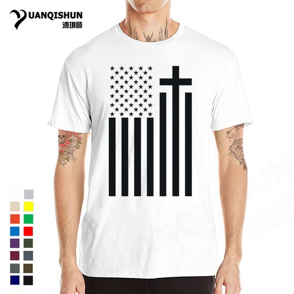 

yuanqishun american flag 2018 new fashion design usa flag short sleeves brand sport hooded sweatshirt hoodie men t shirt