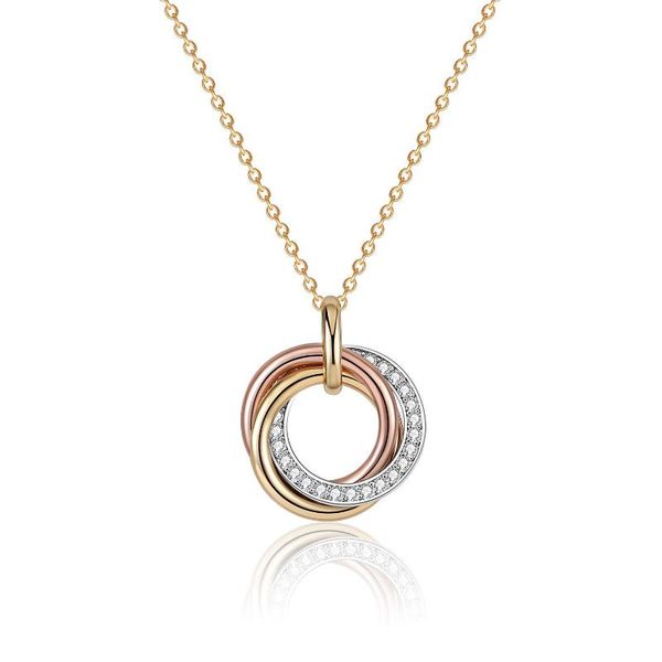 

pendant necklaces s925 sterling silver 3 circles diamond weave tricolor generation necklace for women interlocking rings