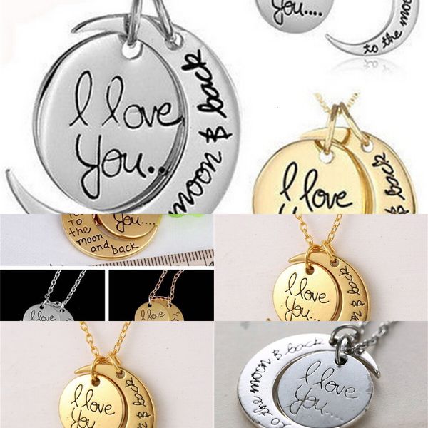 

love the necklace to i moon you fashion and back for mom sister family pendant link chaind966