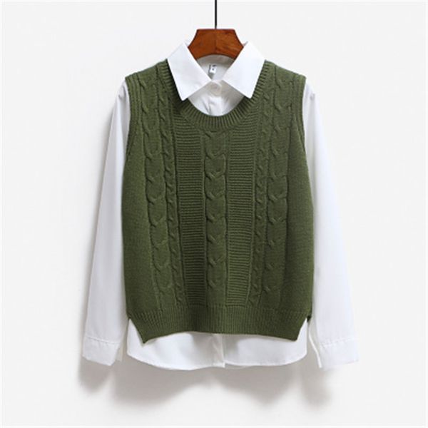 

korean fashion new arrival autumn sleeveless knitted vest women v-neck pullover women knitted sweater solid casual female vest 1023, Black;white