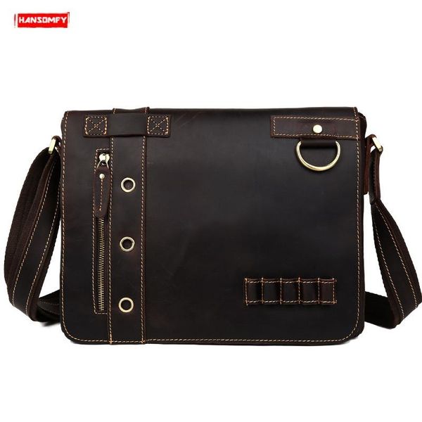 

men's handbags business lapbriefcase crossbody bags male handmade shoulder bag retro crazy horse leather first layer leather