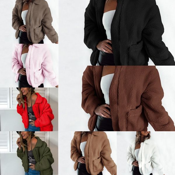 

kmnt9 2020 women's winter autumn coat zipper and fashion zipper plush comfortable women's coat bi01o, Black