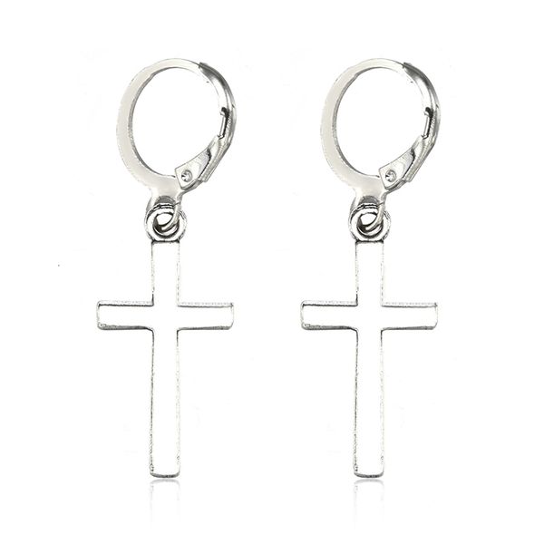 

ch-848 new fashion men women metal hoop cross drop dangle ear studs party punk earring jewelry long earrings, Golden;silver