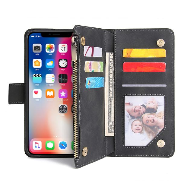 

zipper wallet leather phone xs x xr 6 6s 8 7 plus flip magnetic case for iphone 12 11 pro max se 2020