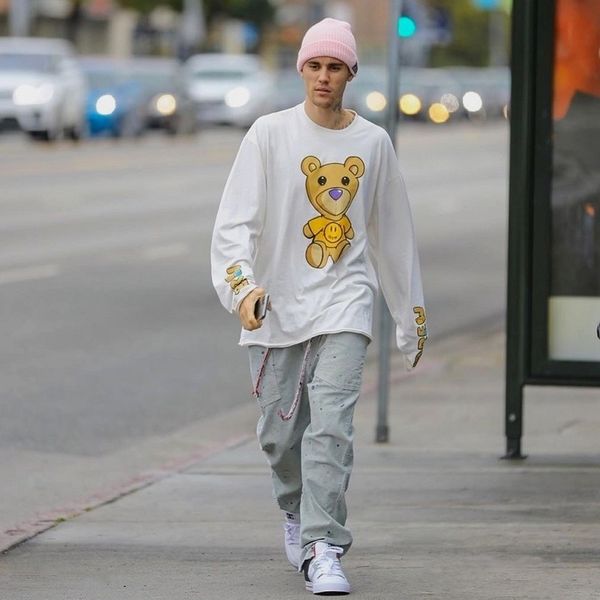 

drew smiling face bear tide brand loose ins net red wu yifan same fog high street base t-shirt with long sleeves