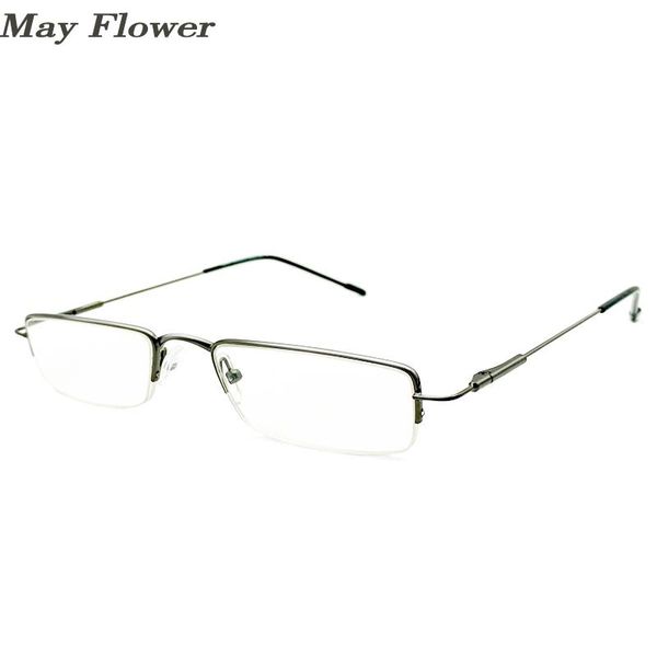 

may flower ultra-light alloy half frame reading glasses square metal ultra-fine presbyopic eyewear for men&women+1.75+2.25+2.75, White;black