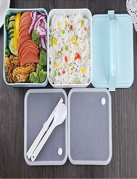 

высокое качество 1400 мл двухслойного lunch box с ручкой микроволновой печи обед bento коробка закуски dinnerware экология bbyygj packing201