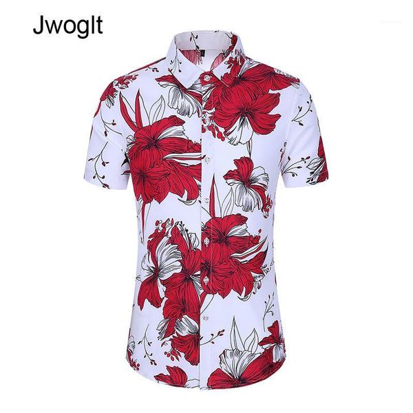 

45kg-120kg 2020 summer casual shirt men floral printing short sleeve shirts mens fashion blouse 5xl 6xl 7xl1, White;black