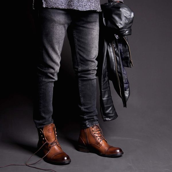 

sail-lakers men genuine leather male boots winter zipper casual 200928, Black