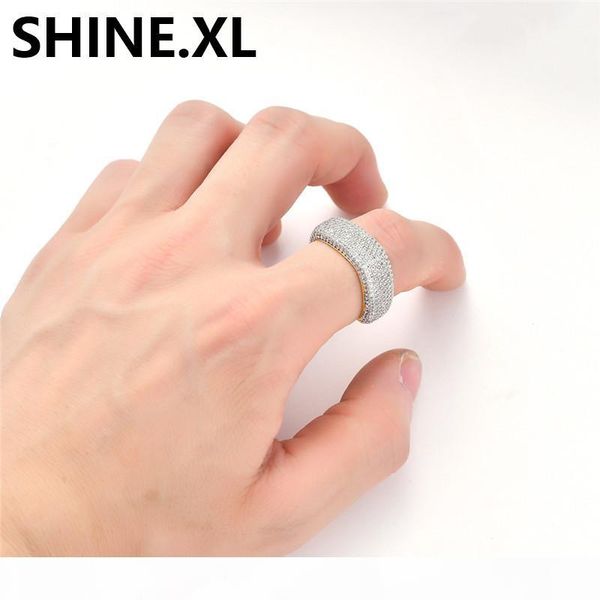 

hip hop mes rings two tone plated micro paved zircon charm finger rings size 7-12 drop shipping, Silver