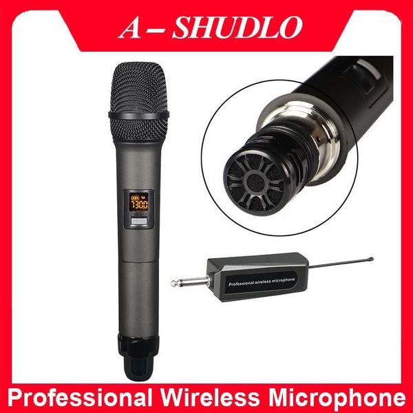 

w-14 single wireless microphone uhf handheld microphone with receiver for karaoke speech loudspeaker with display1