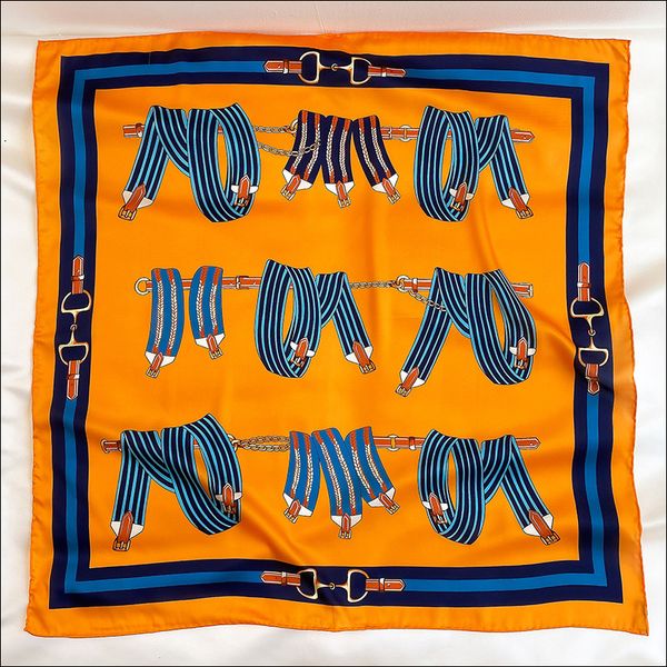 

foulard satin scarf female silk head scarves for ladies hand rolled scarf 90, Blue;gray