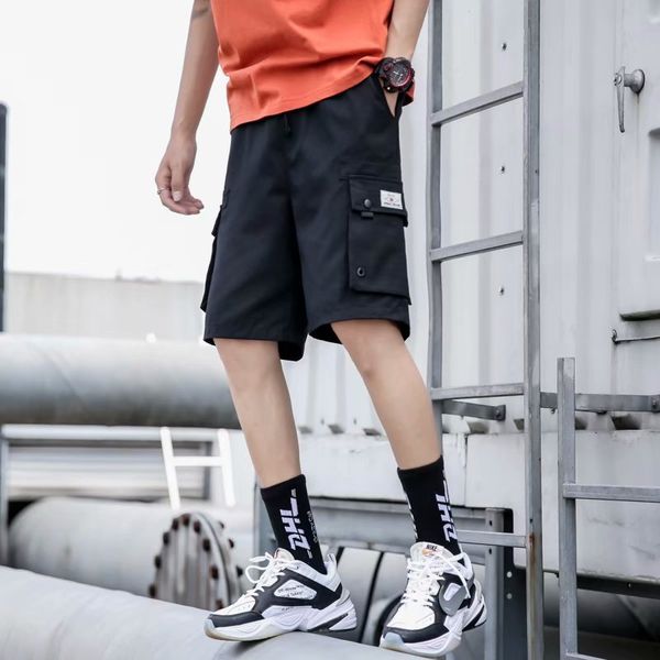 

summer new tooling men's casual pants, sports shorts, capris, extra large student trend, White;black