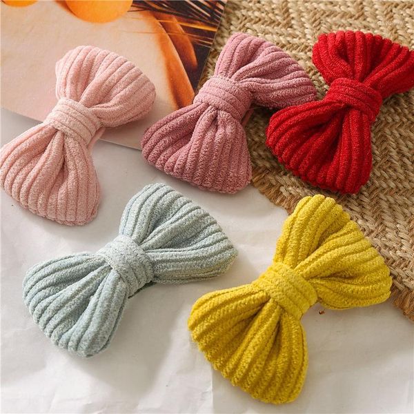 

hair accessories candy colors bow hairpin cotton art cute girl baby korean headgear knotted bb clip accessories1, Slivery;white