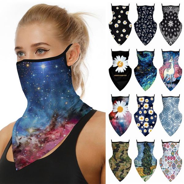 

1pc bandana neck tube scarf face mask sun uv wind protection mouth cover balaclava ear hangers headband cycling accessories, Blue;gray