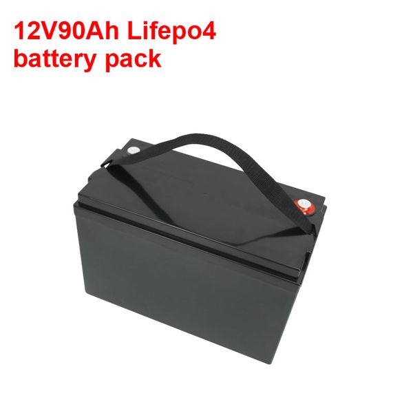 

12v 90ah lifepo4 power cells deep 90ah battery pack with bms for car boat trolling motor rv solar energy yacht replace lead acid