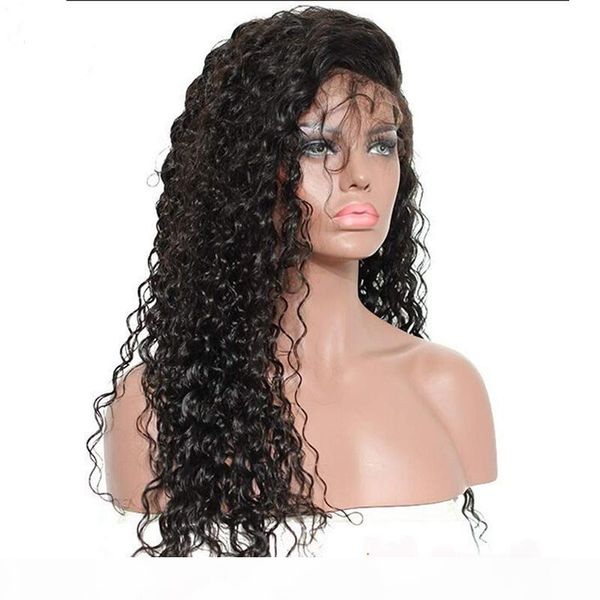 

brazilian curly human hair lace front wigs full lace wig pre plucked curly wigs for black women with baby hair natural color 130%~150%, Black;brown