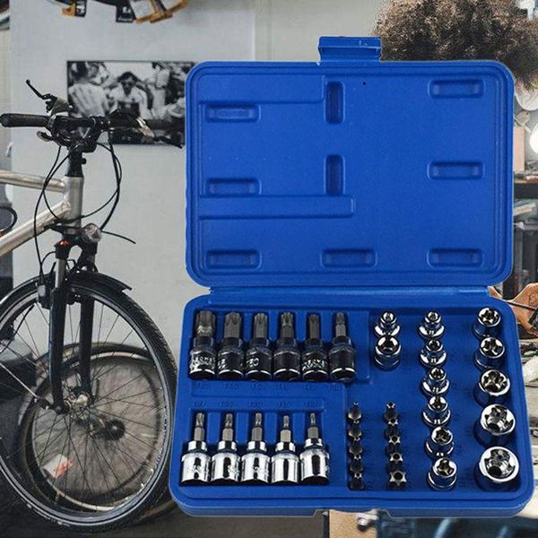 

34pcs bits socket set chrome vanadium steel press batch sleeve star e type screwdriver socket torx bits drill holes tool